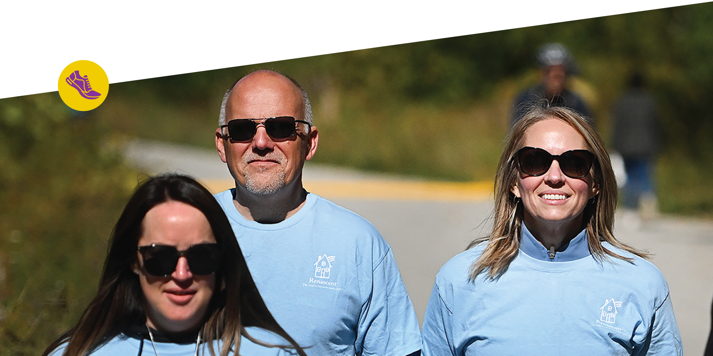 A photographic style image of Tammie and her husband during the Road to Recovery Annual Walk-A-Thon.